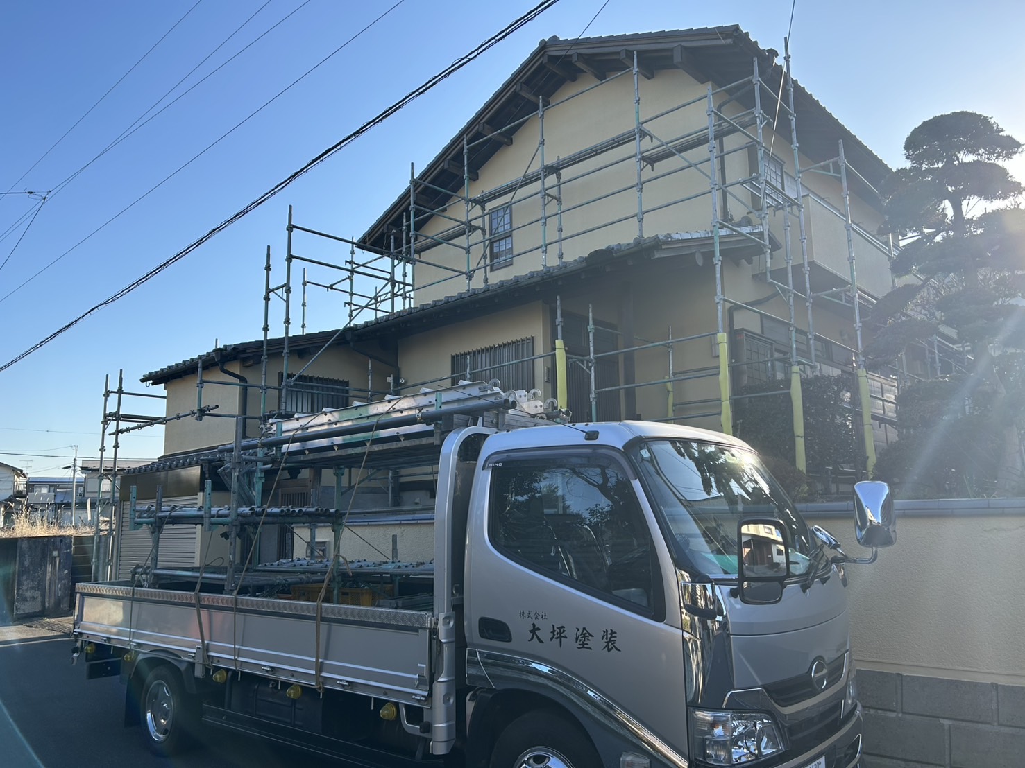 木更津市　純和風住宅　書き落し壁の塗装